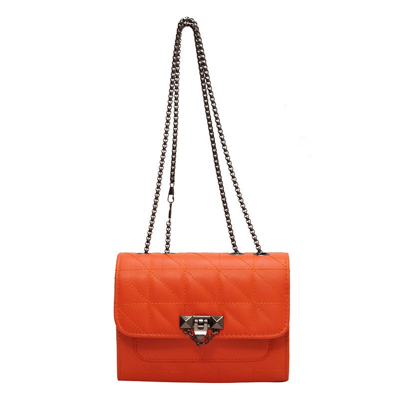 Shoulder Bag Women's Chain Lock Fashion Messenger Bag $34.02 Dana Fashion Color: Orange Women's Bags Product information: Color: brown, orange, purple, white, black Hardness: soft Material: PU Suitcase shape: Horizontal Square Number of shoulder straps: S