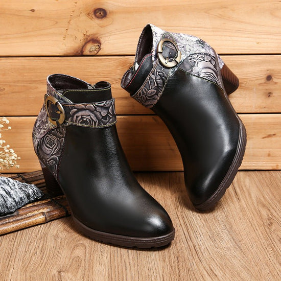 Side Zipper Leather Loop Buckle Fashion Boots Ankle Boots Women's Mid-heel Shoes $89.99 Dana Fashion Color: Black Size: 36 Women's shoes Product information: Lining material: Leather Color: Black Heel height: mid heel (3-5CM) Sock length: low tube Heel sh