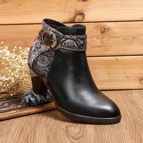 Side Zipper Leather Loop Buckle Fashion Boots Ankle Boots Women's Mid-heel Shoes $89.99 Dana Fashion Color: Black Size: 36 Women's shoes Product information: Lining material: Leather Color: Black Heel height: mid heel (3-5CM) Sock length: low tube Heel sh