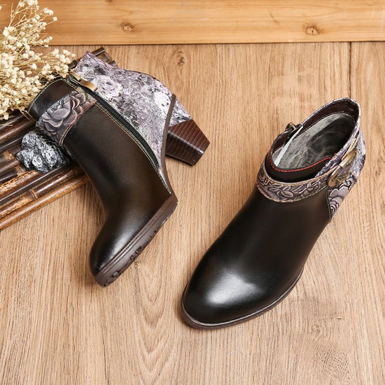 Side Zipper Leather Loop Buckle Fashion Boots Ankle Boots Women's Mid-heel Shoes $89.99 Dana Fashion Color: Black Size: 36 Women's shoes Product information: Lining material: Leather Color: Black Heel height: mid heel (3-5CM) Sock length: low tube Heel sh