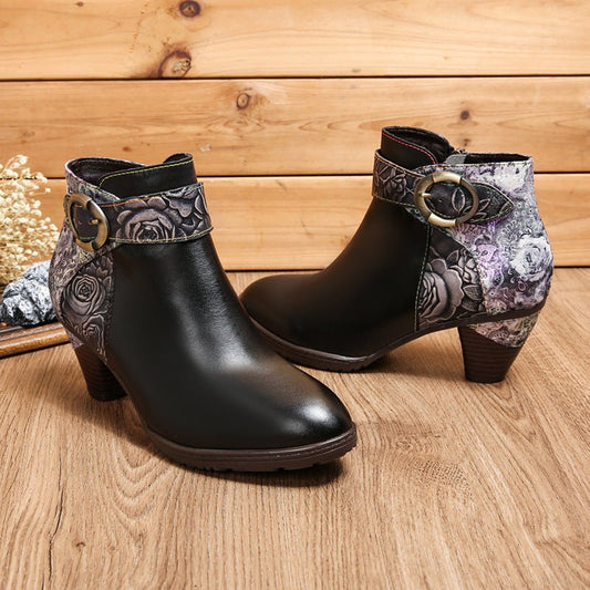 Side Zipper Leather Loop Buckle Fashion Boots Ankle Boots Women's Mid-heel Shoes $89.99 Dana Fashion Color: Black Size: 36 Women's shoes Product information: Lining material: Leather Color: Black Heel height: mid heel (3-5CM) Sock length: low tube Heel sh