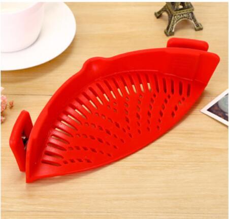 Silicone Clip-on Pot Pan Bowl Funnel Oil Strainer Creative Rice Washing Colander for Draining Liquid Fits All Pot Size $24.50 Dana Fashion format: Red Dana's Kitchen Overview: Uniform hollow design, no waste of filtering Silicone material, safe and health