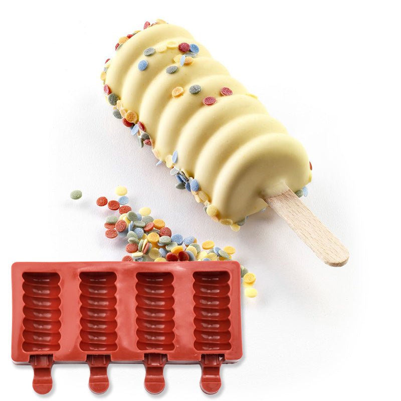 Silicone popsicle ice cream ice cream mold $14.50 Dana Fashion format: Red Dana's Kitchen NaFeatures: Made of silicone, very soft. Odorless, non-toxic. Easy to dig. Easy to clean. Not easy to warp. Has a long service life. Safe for ovens, microwaves, dish