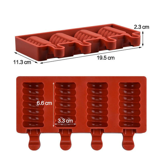 Silicone popsicle ice cream ice cream mold $14.50 Dana Fashion format: Red Dana's Kitchen NaFeatures: Made of silicone, very soft. Odorless, non-toxic. Easy to dig. Easy to clean. Not easy to warp. Has a long service life. Safe for ovens, microwaves, dish
