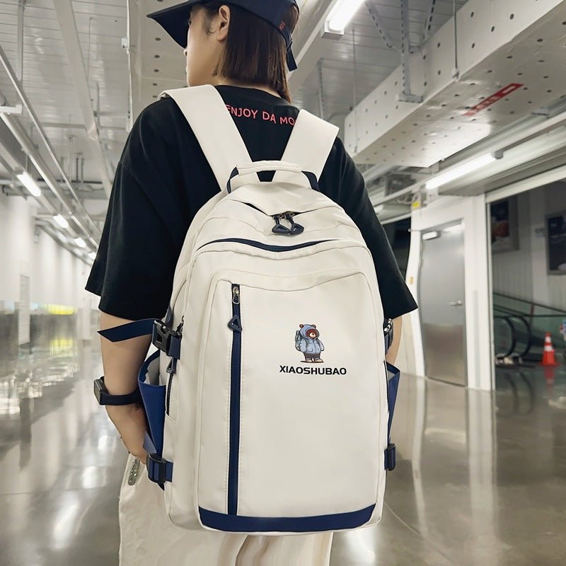 Simple All-matching Fashion Schoolbag Women $50.18 Dana Fashion Color: Black Women's Bags Product information: Color: black, white, green, khaki Hardness: soft Function: breathable, waterproof, wear-resistant, anti-theft, anti-seismic, burden reduction Ma