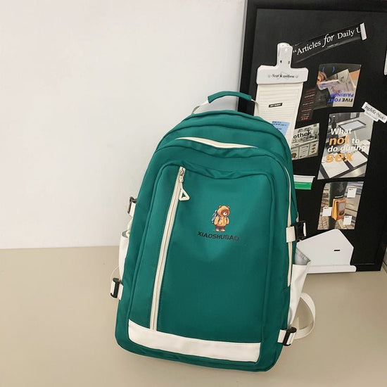 Simple All-matching Fashion Schoolbag Women $50.18 Dana Fashion Color: Green Women's Bags Product information: Color: black, white, green, khaki Hardness: soft Function: breathable, waterproof, wear-resistant, anti-theft, anti-seismic, burden reduction Ma