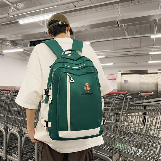 Simple All-matching Fashion Schoolbag Women $50.18 Dana Fashion Color: Black Women's Bags Product information: Color: black, white, green, khaki Hardness: soft Function: breathable, waterproof, wear-resistant, anti-theft, anti-seismic, burden reduction Ma