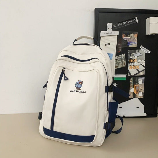 Simple All-matching Fashion Schoolbag Women $50.18 Dana Fashion Color: White Women's Bags Product information: Color: black, white, green, khaki Hardness: soft Function: breathable, waterproof, wear-resistant, anti-theft, anti-seismic, burden reduction Ma