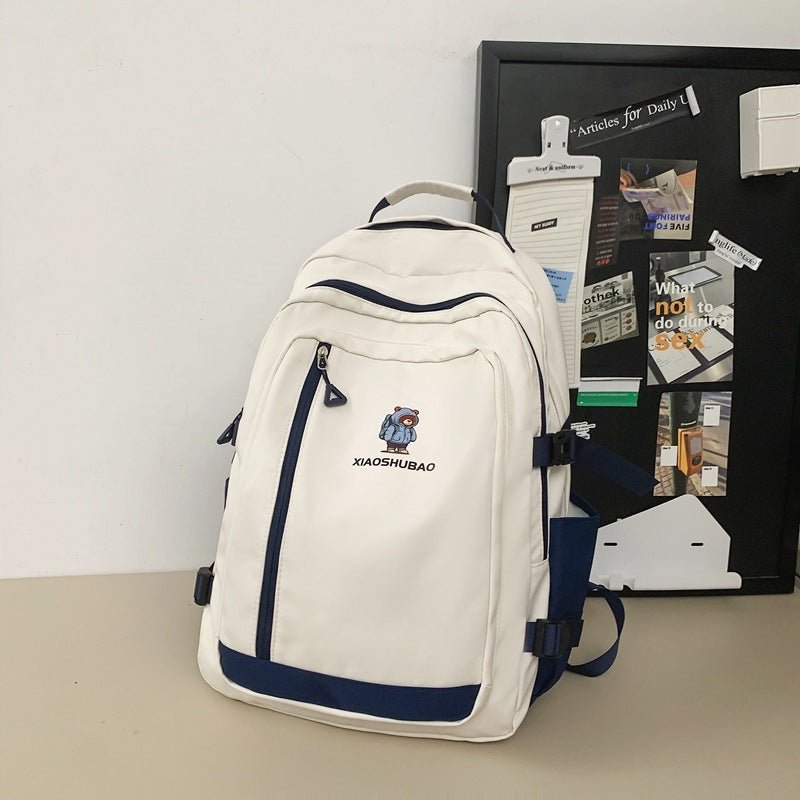 Simple All-matching Fashion Schoolbag Women $50.18 Dana Fashion Color: White Women's Bags Product information: Color: black, white, green, khaki Hardness: soft Function: breathable, waterproof, wear-resistant, anti-theft, anti-seismic, burden reduction Ma