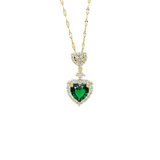 Simple Elegant Necklace Beccarite Inlaid Titanium Steel Clavicle Chain $19.00 Dana Fashion Color: Ear Studs Women's Accessories Product information: Treatment Process: Diamond Color: heart-shaped stud earrings green zirconium s1, heart-shaped necklace gre