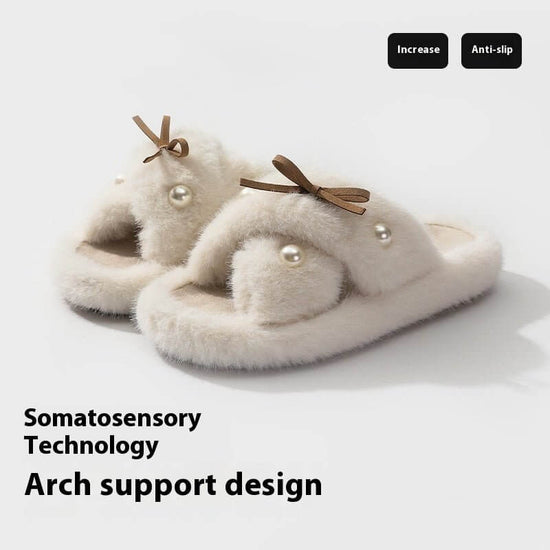 Simple Fashion Fur Hyoma Warm Non-slip Cotton Slippers $54.50 Dana Fashion Color: Cloud White Size: 36or37 Women's shoes Product information: Color: Cloud White, obsidian black, khaki Heel shape: flat heel Size: 36/37 (35/36 feet recommended),38/39 (37/38