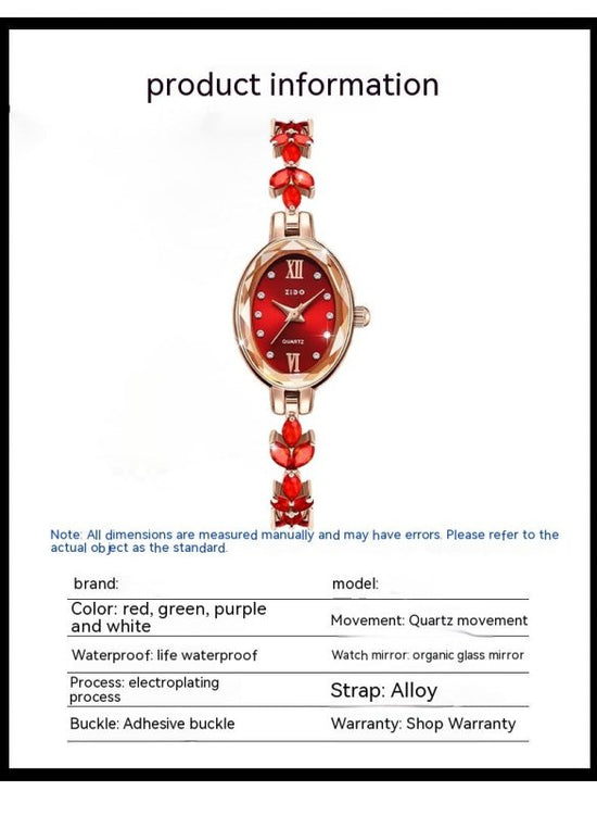 Simple Fashion Sports Waterproof Oval Women's Wrist Watch $28.46 Dana Fashion Color: 1408 Green size: Gift Box Women's Accessories Product information: Color: 1408 red, 1408 White, 1408 purple, 1408 Green Thickness: 8mm Size: no gift box, gift box Applica