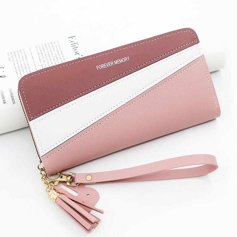 Simple Long Color Matching Fashion Coin Purse Card Holder Handbag $14.92 Dana Fashion Color: Pink Women's Bags Product information: Lining texture: synthetic leather Color: R8901-11 pink, R8901-11 red, R8901-11 Blue, R8901-11 Black Processing Method: soft