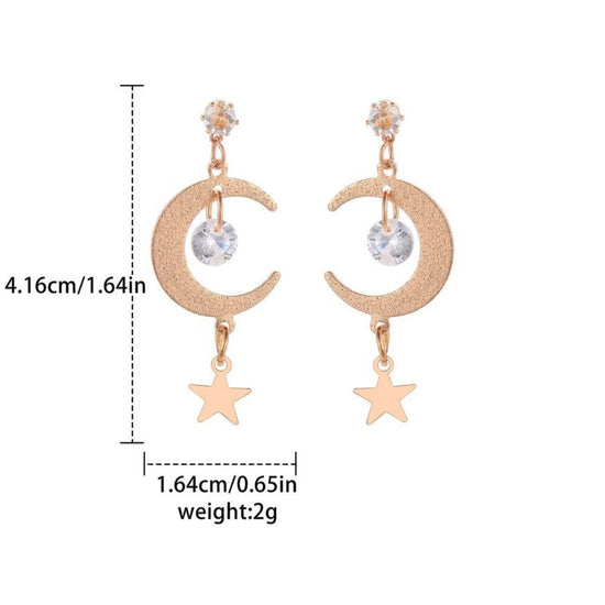 Simple Starry Sky Earrings For Women Long Tassel Earrings $5.90 Dana Fashion Color: Ez430jin Women's Accessories Product information: Process: Electroplating Color: ez430 kg Applicable person: women Material: Alloy Hot elements: Moon, new grid Style: Simp