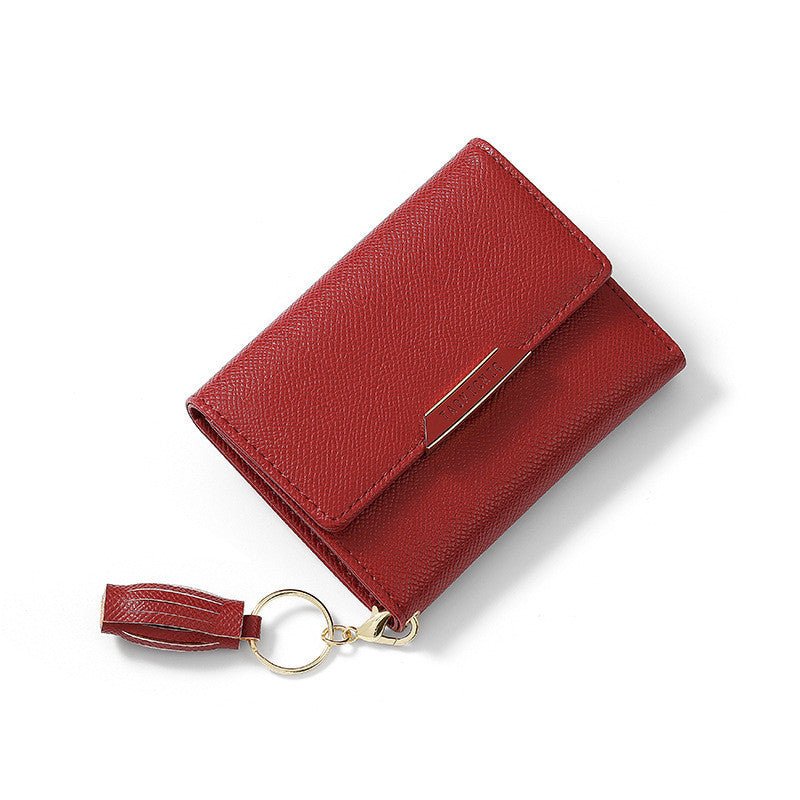 Simple Women's Short Wallet Tassel Small Folding $26.19 Dana Fashion Color: Y9121 Wine Red Women's Bags Product information: Color: Y9121 Black, Y9121 pink, Y9121 wine red, Y9121 Blue, Y9121 Green, Y9121 Black, Y9121 pink, Y9121 wine red wallet Material: