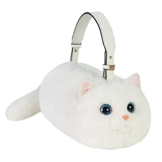 Simulation Animal Doll Three Flowers Plush Shoulder Bag $79.99 Dana Fashion Color: Pure White Cat Height: Color Box Packaging Women's Bags Product information: Color: simulation handbag-Ragdoll, simulation handbag-three-flower cat, simulation handbag-Brit