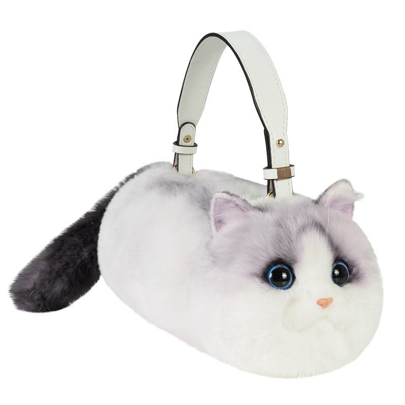 Simulation Animal Doll Three Flowers Plush Shoulder Bag $79.99 Dana Fashion Color: Ragdoll Height: Color Box Packaging Women's Bags Product information: Color: simulation handbag-Ragdoll, simulation handbag-three-flower cat, simulation handbag-British Sho