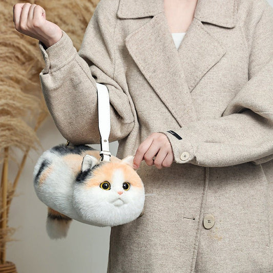 Simulation Animal Doll Three Flowers Plush Shoulder Bag $79.99 Dana Fashion Color: 3 Flower Cat Height: Color Box Packaging Women's Bags Product information: Color: simulation handbag-Ragdoll, simulation handbag-three-flower cat, simulation handbag-Britis