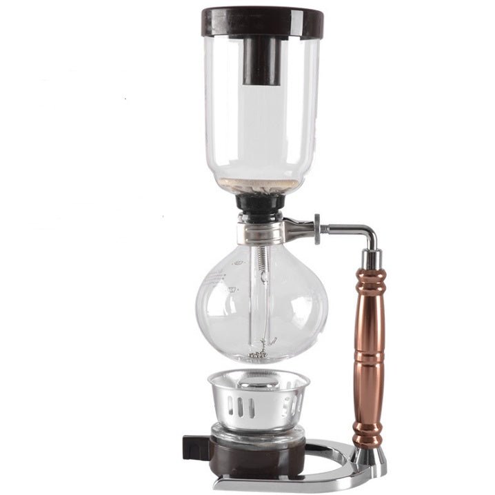Siphon Coffee Maker Tea Pot Vacuum Coffeemaker Glass Machine $130.06 Dana Fashion Color: Stainless steel Dana's Kitchen Specifications: [Capacity] 3 persons (TCA-3) [Specification] 36*16*14CM [net weight] 1300 grams [Accessories] bracket + upper limb + lo