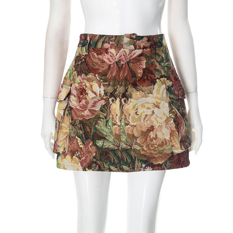 Skirt Retro Jacquard Design Sense Niche $56.50 Dana Fashion Color: Red Size: L Women's clothing Product information: Fabric name: Jacquard Color: red Main fabric composition: Polyester Size: S,M,L Skirt length: short skirt Popular elements: 3D/stereo patt