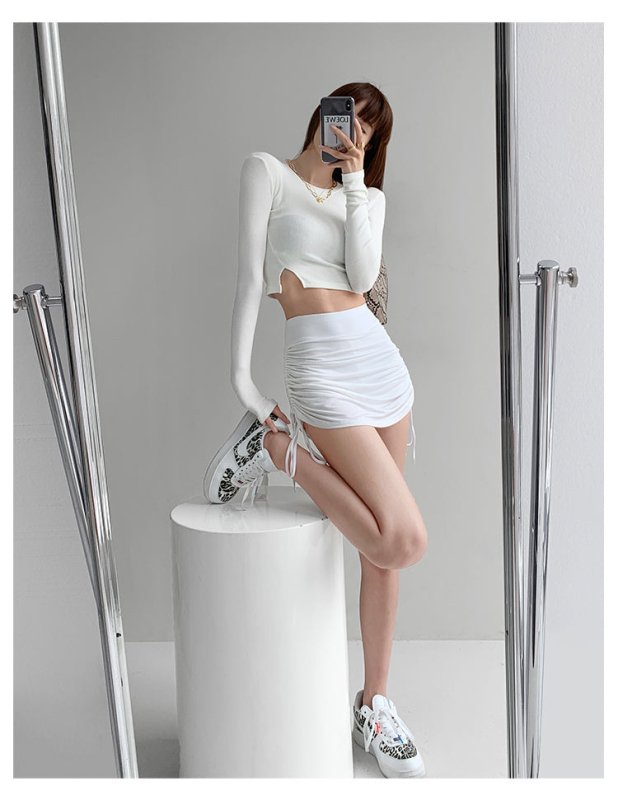 Skirts Tight Dancing Fitness Short Skirts Tide $150.50 Dana Fashion Color: White Size: L Women's clothing Product Information: Pattern: plain Color classification: black, white, khaki, gray Style: sexy Skirt type: pleated skirt Profile: Type A Waist type: