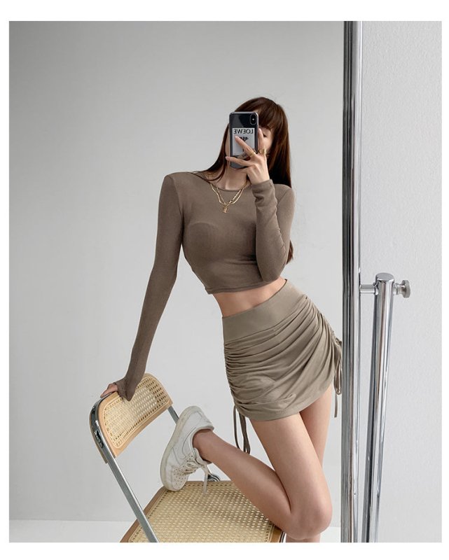 Skirts Tight Dancing Fitness Short Skirts Tide $150.50 Dana Fashion Color: Black Size: L Women's clothing Product Information: Pattern: plain Color classification: black, white, khaki, gray Style: sexy Skirt type: pleated skirt Profile: Type A Waist type:
