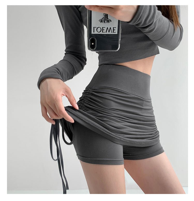 Skirts Tight Dancing Fitness Short Skirts Tide $150.50 Dana Fashion Color: Grey Size: L Women's clothing Product Information: Pattern: plain Color classification: black, white, khaki, gray Style: sexy Skirt type: pleated skirt Profile: Type A Waist type: