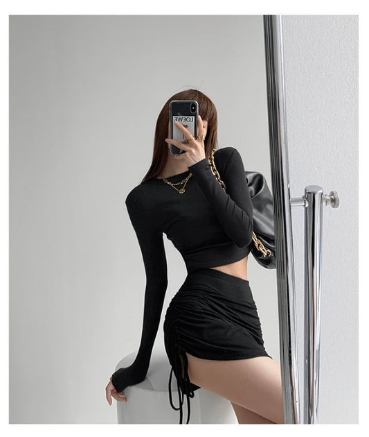 Skirts Tight Dancing Fitness Short Skirts Tide $150.50 Dana Fashion Color: Black Size: L Women's clothing Product Information: Pattern: plain Color classification: black, white, khaki, gray Style: sexy Skirt type: pleated skirt Profile: Type A Waist type: