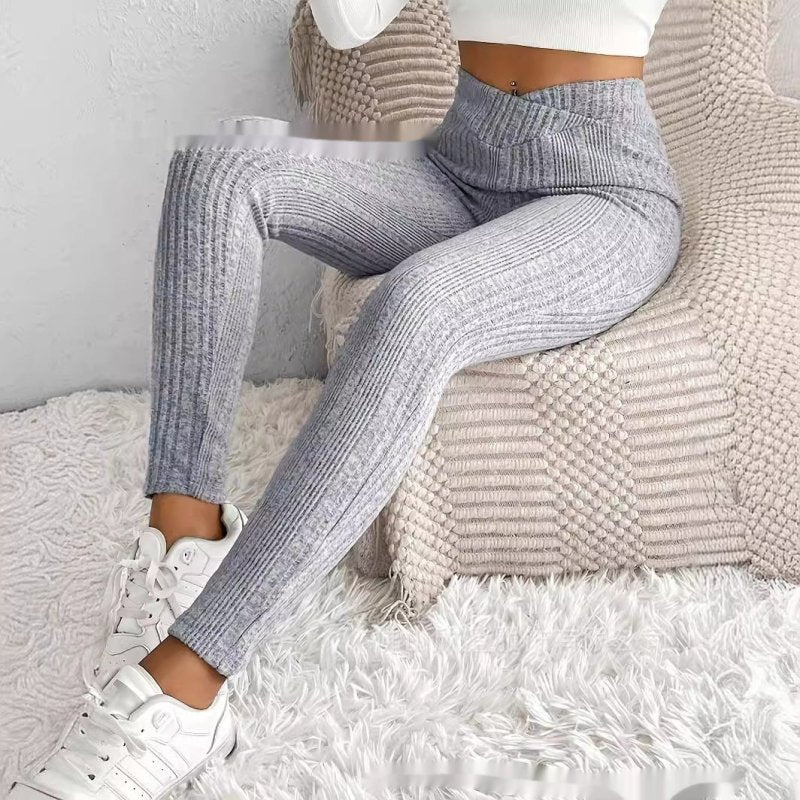 Slim-fit Bottoming Solid Color Trousers $38.00 Dana Fashion Color: Light Gray Size: L Women's clothing Product information: Fabric name: Polyester Color: light gray Elasticity: Micro elasticity Main fabric composition: Polyester (polyester fiber) Pants le