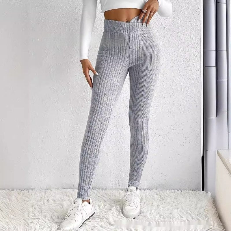 Slim-fit Bottoming Solid Color Trousers $38.00 Dana Fashion Color: Light Gray Size: L Women's clothing Product information: Fabric name: Polyester Color: light gray Elasticity: Micro elasticity Main fabric composition: Polyester (polyester fiber) Pants le