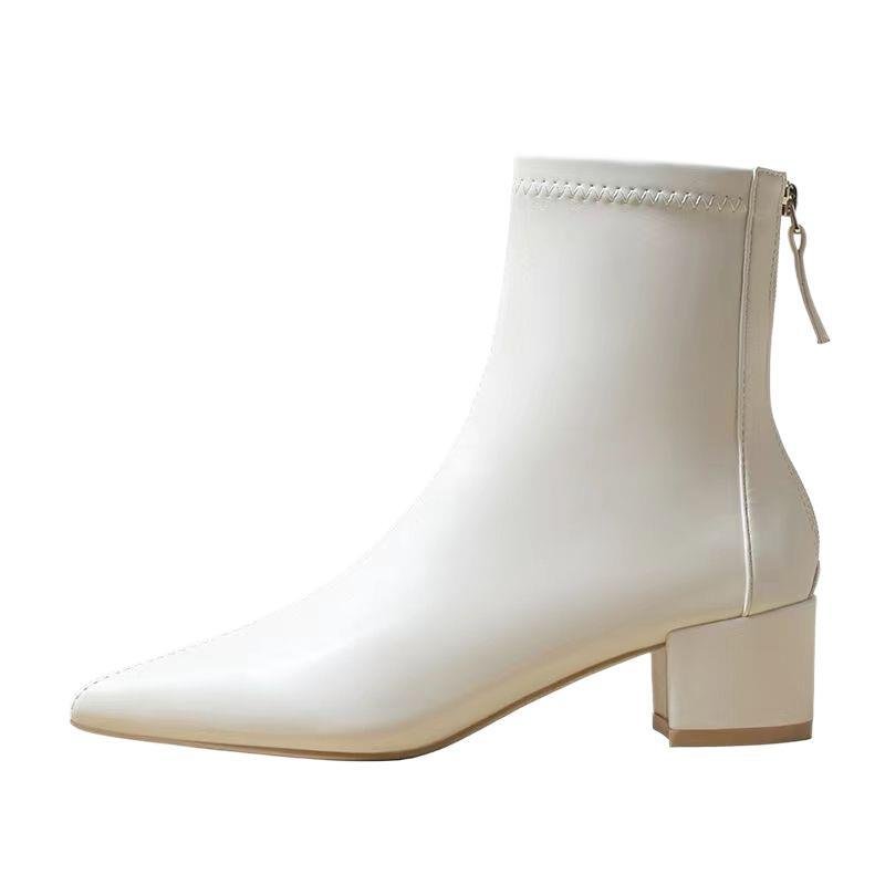 Slimming Chunky Heel All-matching Martin Female Boots $43.96 Dana Fashion Color: Apricot Size: 35 Women's shoes Product information: Color: Black with velvet lining, beige, fleece lining, white with fleece lining Heel height: mid heel (3-5CM) Sock length: