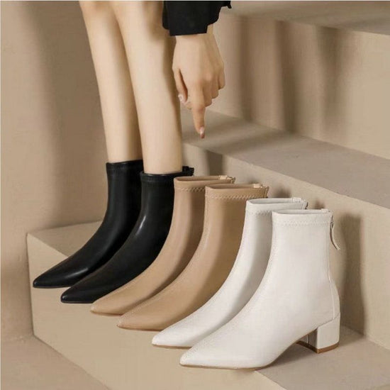 Slimming Chunky Heel All-matching Martin Female Boots $43.96 Dana Fashion Color: Apricot Size: 35 Women's shoes Product information: Color: Black with velvet lining, beige, fleece lining, white with fleece lining Heel height: mid heel (3-5CM) Sock length: