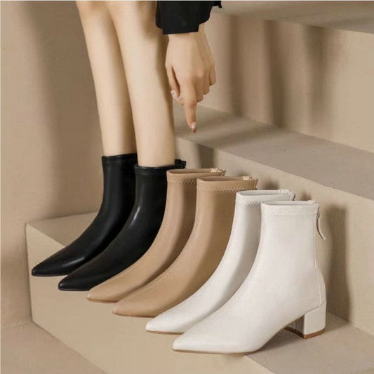 Slimming Chunky Heel All-matching Martin Female Boots $43.96 Dana Fashion Color: Apricot Size: 35 Women's shoes Product information: Color: Black with velvet lining, beige, fleece lining, white with fleece lining Heel height: mid heel (3-5CM) Sock length: