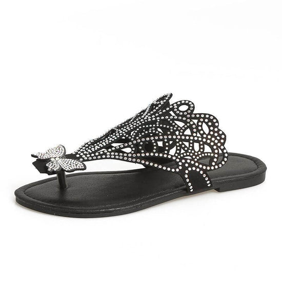 Slip-on Flip-toe Sandals Women's Rhinestone Hollow Flat-heeled Slippers $59.00 Dana Fashion Color: Black Size: 35 Women's shoes Product information: Lining material: pu Color: Black, Gold Shoe Upper material: pu Size: 35, 36, 37, 38, 39, 40, 41, 42, 43, 4