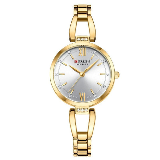 Small Dial Waterproof Simple Women's Quartz Wrist Watch $39.00 Dana Fashion Color: Gold Strap White Noodles Women's Accessories Product information: Color: gold watchband gold shell green surface, gold watchband gold shell gold surface, gold watchband gol