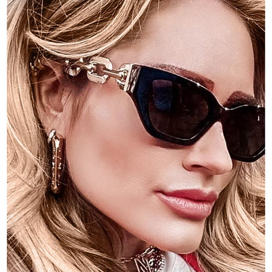 Small Frame Sunglasses, Personalized Chain Temples,Sunshade Sunglasses $29.99 Dana Fashion Color: Bright blackfull gray Women's Accessories Product information: Lens material: PC Frame material: PC+metal Whether to polarize: No Glasses structure: frame Gl