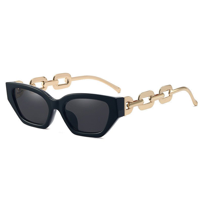 Small Frame Sunglasses, Personalized Chain Temples,Sunshade Sunglasses $29.99 Dana Fashion Color: Bright blackfull gray Women's Accessories Product information: Lens material: PC Frame material: PC+metal Whether to polarize: No Glasses structure: frame Gl