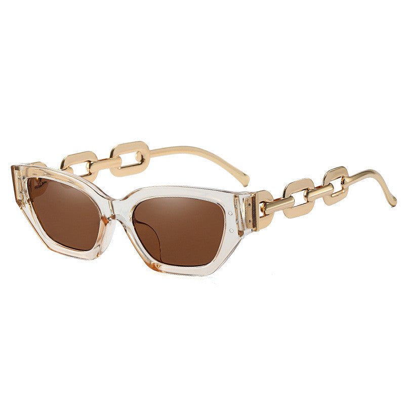 Small Frame Sunglasses, Personalized Chain Temples,Sunshade Sunglasses $29.99 Dana Fashion Color: Teawhole tea Women's Accessories Product information: Lens material: PC Frame material: PC+metal Whether to polarize: No Glasses structure: frame Glasses sty