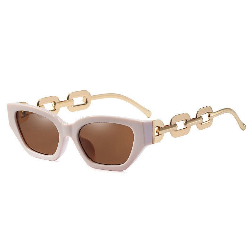 Small Frame Sunglasses, Personalized Chain Temples,Sunshade Sunglasses $29.99 Dana Fashion Color: Powderwhole tea Women's Accessories Product information: Lens material: PC Frame material: PC+metal Whether to polarize: No Glasses structure: frame Glasses