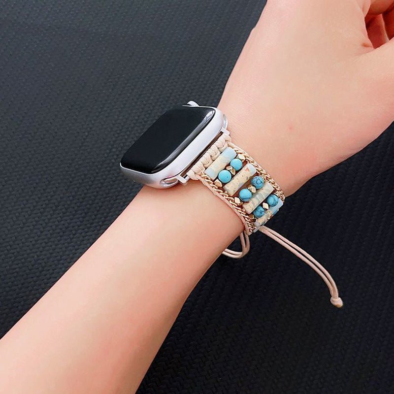 Smart Watch Band Bracelet Leather Rope $22.82 Dana Fashion Color: Blue Specifications: 38to40to41mm Women's Accessories Product information: Color: pink, blue Specifications: 38/40/41mm,42/44/45/49mm Applicable models: Apple Strap material: Stone Packing