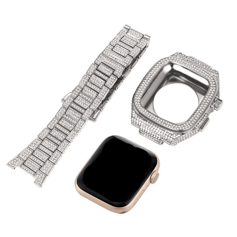 Smart Watch Inlaid Full Diamond Metal Strap $89.00 Dana Fashion Color: Rose Gold Specifications: 44to45MM Women's Accessories Product information: Color: silver, rose gold Specification: 44/45MM Applicable model: Apple Product Size: 44/45mm Packing List: