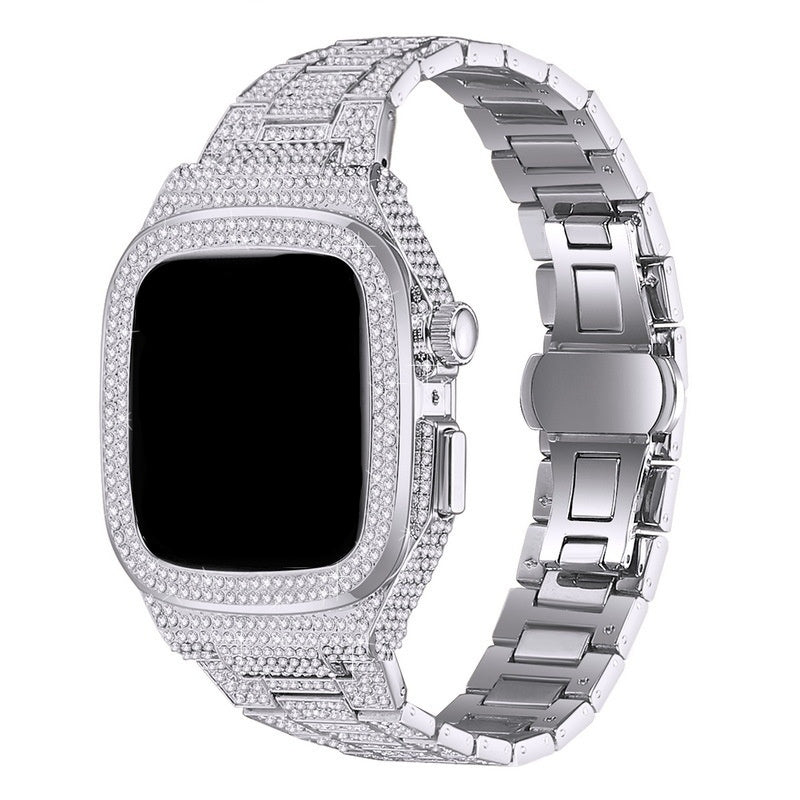 Smart Watch Inlaid Full Diamond Metal Strap $89.00 Dana Fashion Color: Silver Specifications: 44to45MM Women's Accessories Product information: Color: silver, rose gold Specification: 44/45MM Applicable model: Apple Product Size: 44/45mm Packing List: OPP