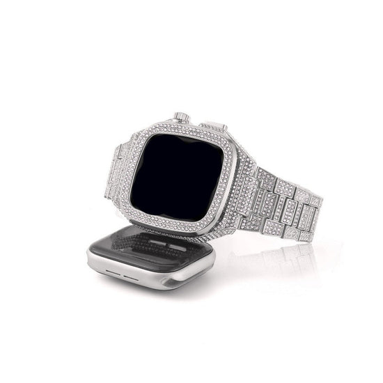 Smart Watch Inlaid Full Diamond Metal Strap $89.00 Dana Fashion Color: Rose Gold Specifications: 44to45MM Women's Accessories Product information: Color: silver, rose gold Specification: 44/45MM Applicable model: Apple Product Size: 44/45mm Packing List: