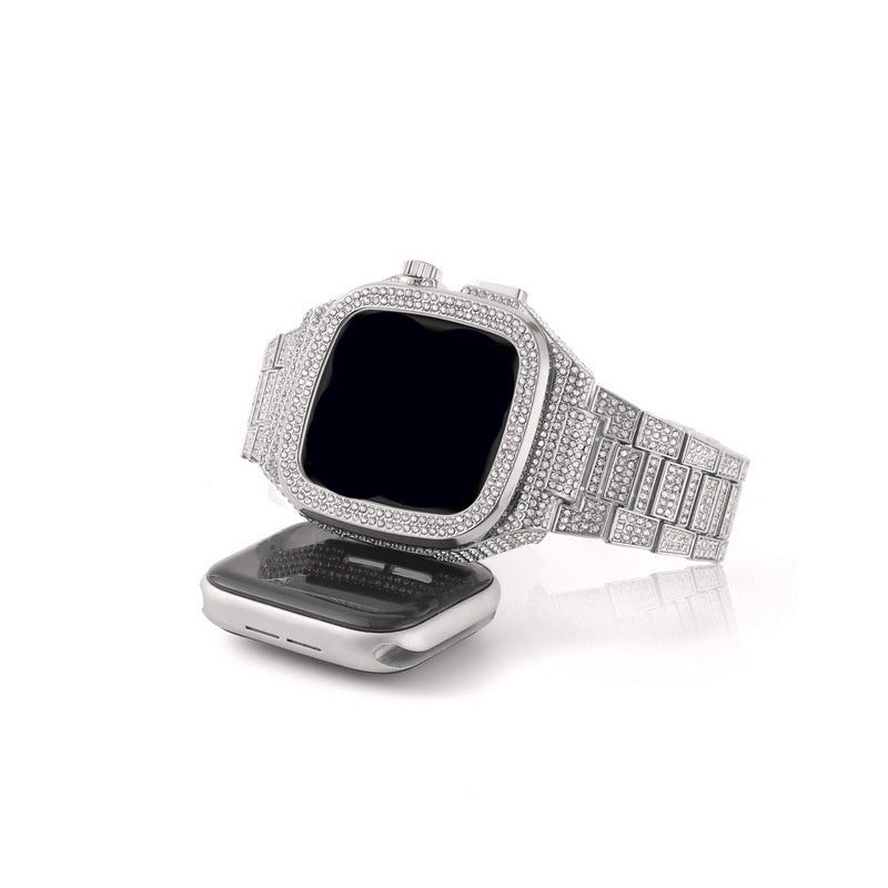 Smart Watch Inlaid Full Diamond Metal Strap $89.00 Dana Fashion Color: Rose Gold Specifications: 44to45MM Women's Accessories Product information: Color: silver, rose gold Specification: 44/45MM Applicable model: Apple Product Size: 44/45mm Packing List: