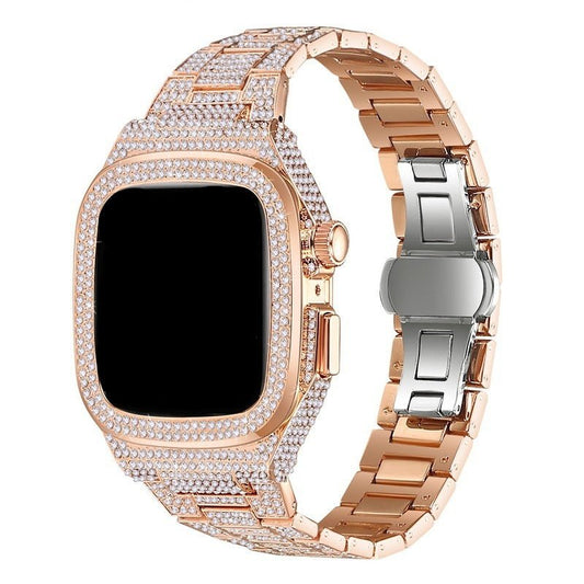 Smart Watch Inlaid Full Diamond Metal Strap $89.00 Dana Fashion Color: Rose Gold Specifications: 44to45MM Women's Accessories Product information: Color: silver, rose gold Specification: 44/45MM Applicable model: Apple Product Size: 44/45mm Packing List: