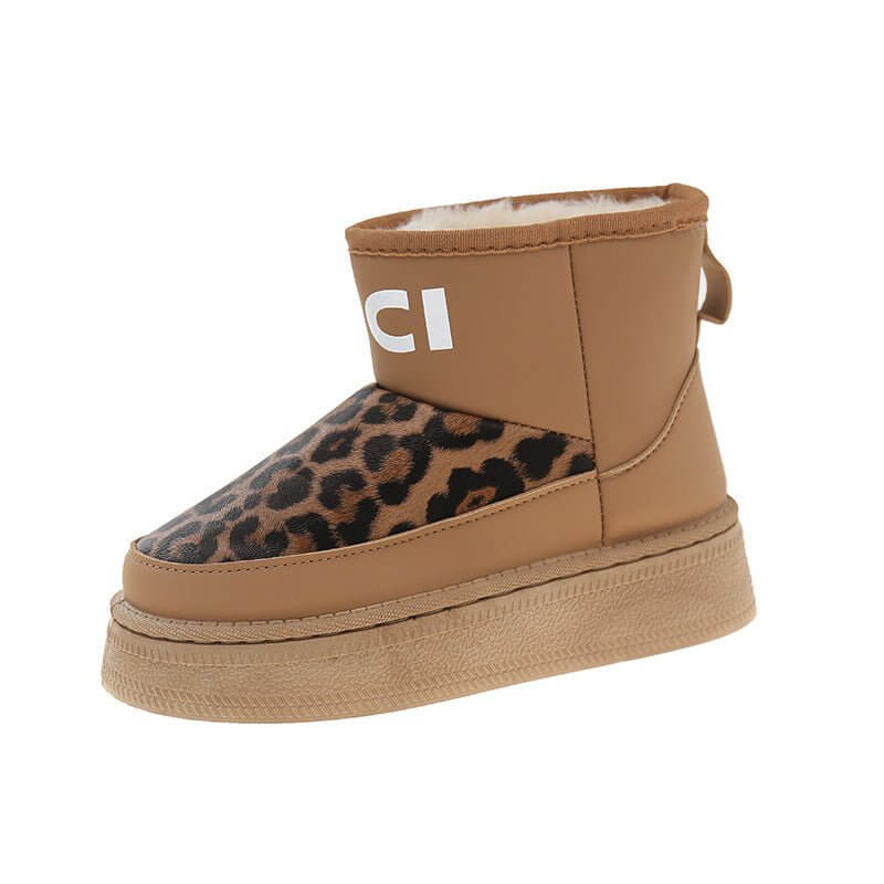 Snow Boots Women's Outer Wear Thick Sole Height Increasing $34.90 Dana Fashion Color: Yellow Size: 35 Women's shoes Product information: Pattern: Leopard print Inner material: artificial wool Color: creamy-white, black, yellow Upper height: low top Heel h