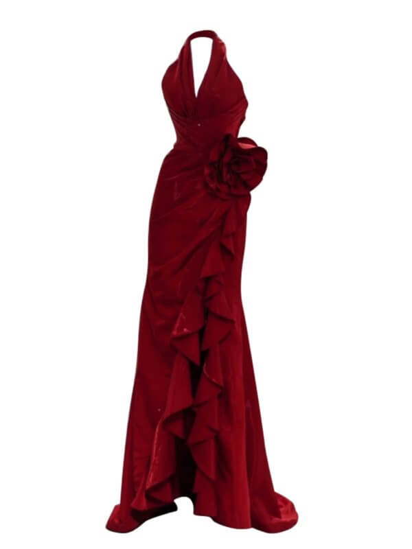 Socialite Style Wine Red Elegant Halter Bride Wedding Toast Dress $180.88 Dana Fashion Color: Red Size: L Women's clothing Product information: Fabric name: Silk Color: red Sleeve type: Regular Main fabric composition: Spandex Waist Type: Mid waist Applic