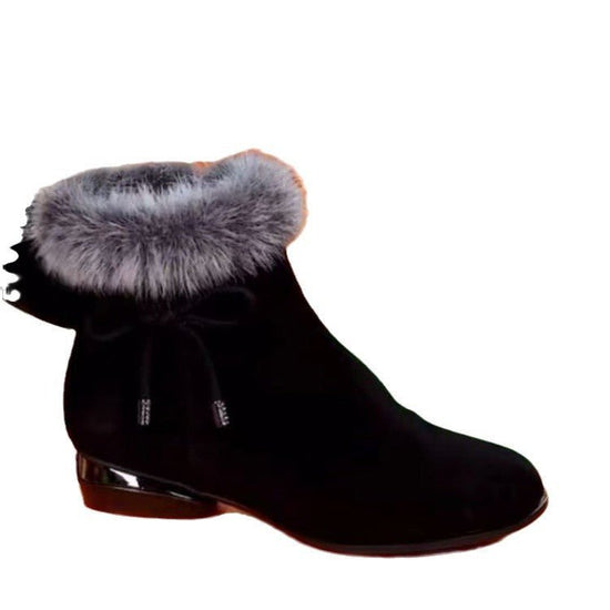 Soft Bottom Comfortable Mom Shoes Fleece-lined Versatile Leather Boots $35.99 Dana Fashion Color: Black Size: 35 Women's shoes Product information: Pattern: solid color Lining material: Cotton Color: Black Heel height: mid heel (3-5CM) Socks length: low t