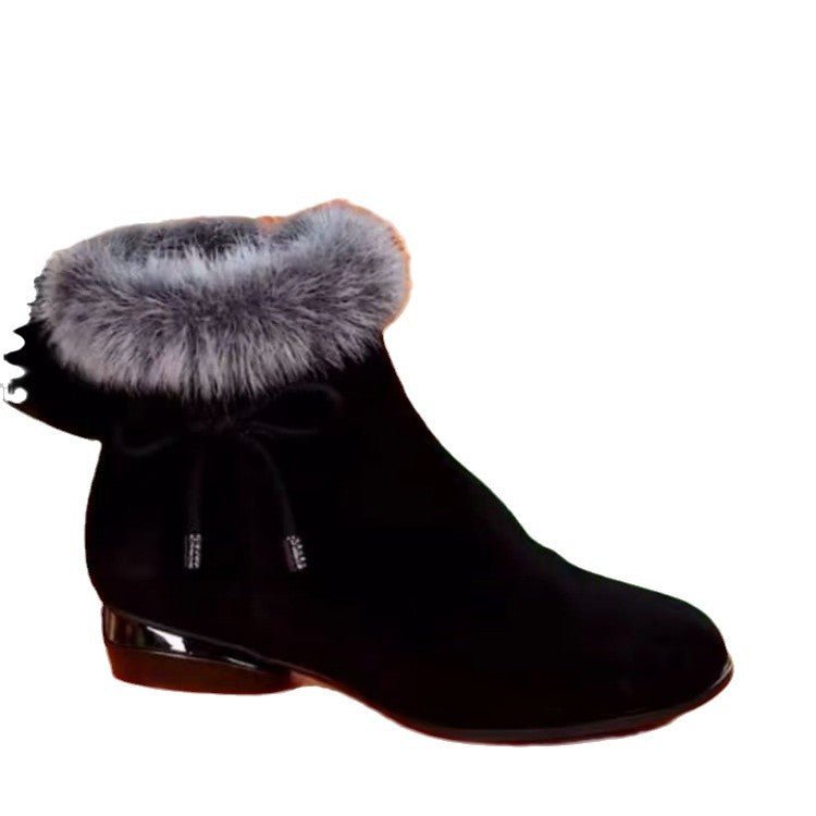 Soft Bottom Comfortable Mom Shoes Fleece-lined Versatile Leather Boots $35.99 Dana Fashion Color: Black Size: 35 Women's shoes Product information: Pattern: solid color Lining material: Cotton Color: Black Heel height: mid heel (3-5CM) Socks length: low t