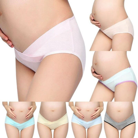 Soft Cotton Belly Support Panties for Pregnant Women Maternity Underwear Breathable V-Shaped Low Waist Panty $13.27 Dana Fashion Color: Blue Size: L Women's clothing Features: Soft and breathable cotton material, provides a comfortable experience. High el